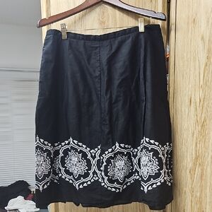 Attention A-Line Black Skirt with White Pattern